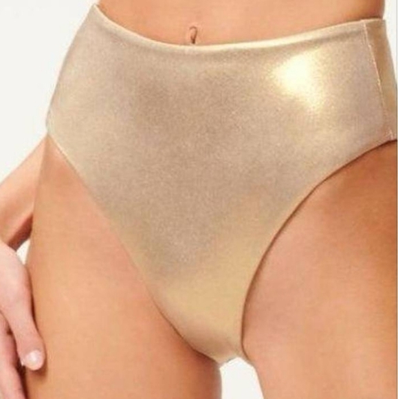 Good American Swim Good Waist Reversible Bikini Bottom Mink Foil - Picture 1 of 9